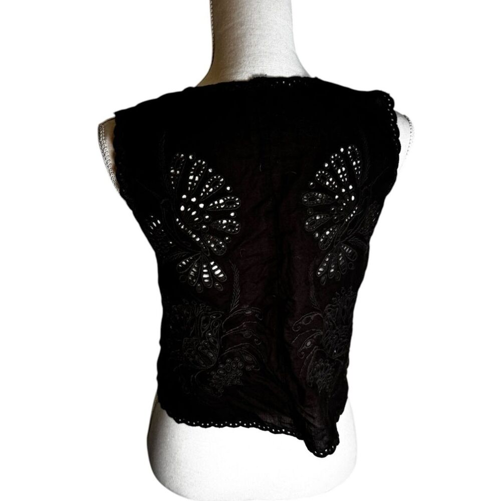 Free People Sweet Escape embroidered eyelet tie front top in brown XS - Picture 5 of 8